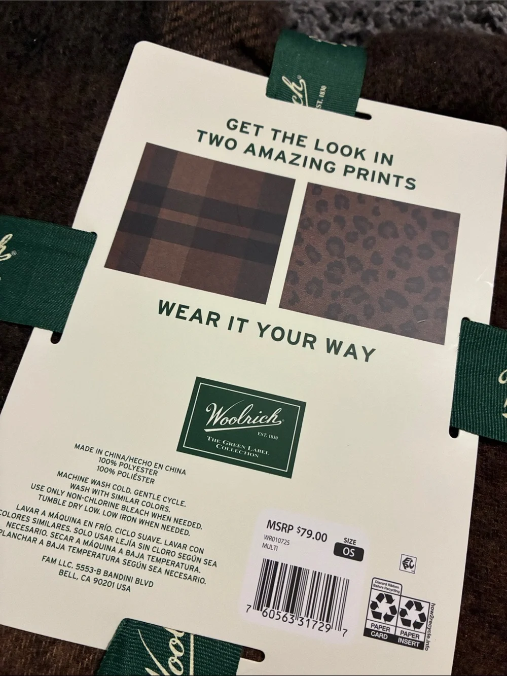 Brown woolrich reversible wrap - Picture 4 of 4
